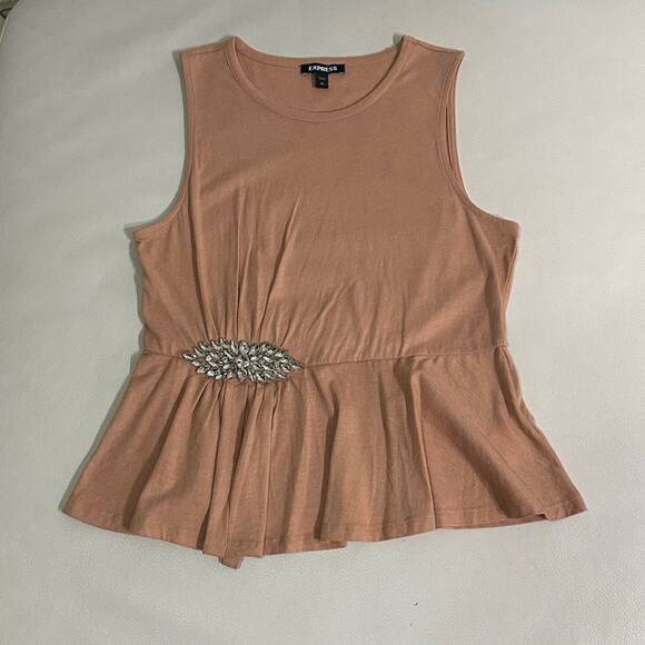 Express Pink Embellished Peplum Tank Top - Picture 6 of 6